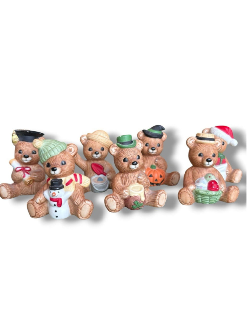 Vintage HOMCO 1413 Calendar Bears Lot 7 Jan Mar Apr May Aug Oct Dec Figurines